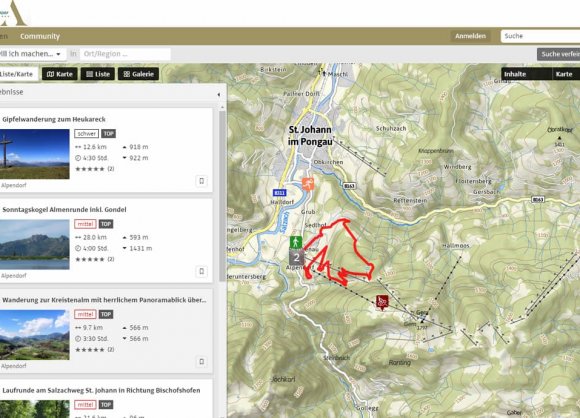 Online Touren - zur Verfügung gestellt vom Hotel Alpendorf